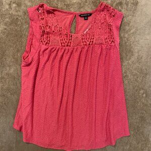 Zac & Rachel Women's 2x Open Knit Tank Hot Pink Key Hole Shirt Plus